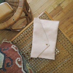 Handmade blush leather clutch